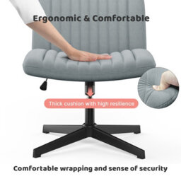 Onemill Stylish Armless Office Chair With Height Adjustable, Wide Seat, Perfect For Home Office And Bedroom-Grey - thumbnail 4
