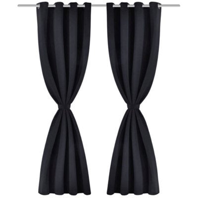 Berkfield Elegant2 Pcs Black Blackout Curtains With Metal Rings 135 X 245 Cm - image 1