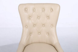 Modernique A Pair Cream Leather Aire Tuffted Metal Knocker Back Dining Chairs With Solid Chrome Legs - thumbnail 5