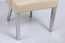 Modernique A Pair Cream Leather Aire Tuffted Metal Knocker Back Dining Chairs With Solid Chrome Legs - thumbnail 7
