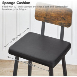 Set Of 2 Pu Upholstered Bar Stools With Backs - thumbnail 3