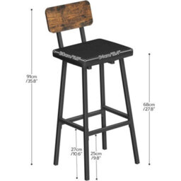 Set Of 2 Pu Upholstered Bar Stools With Backs - thumbnail 2