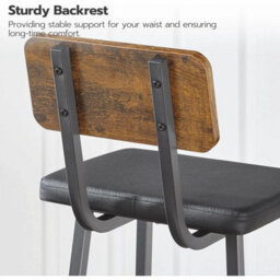 Set Of 2 Pu Upholstered Bar Stools With Backs - thumbnail 5