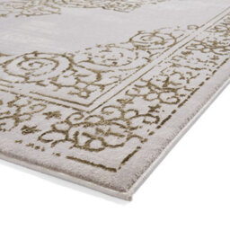 Gold Silver Rug, Traditional Bordered Rug, 11mm Thick Abstract Rug, Gold Silver Rug For Dining Room-80Cm X 150Cm - thumbnail 2