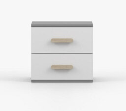 Arte Natural Grey And White Bedside Table H510mm W550mm D440mm - Oak Sonoma Handles For Warm Bedrooms - thumbnail 2