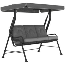 Outsunny 3-Seater Garden Swing Seat, Outdoor Swing Chair With Canopy, Grey - thumbnail 2