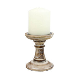 Wooden Candle Holder White Shabby Chic Pillar Candle Stick Holder Assorted 4Pcs - thumbnail 5