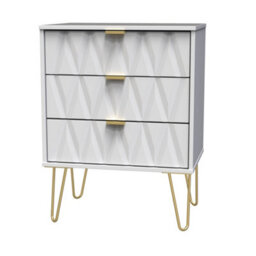 Pesaro Ready Assembled Matt White Oak Effect 3 Drawer Sideboard (H)740mm (W)575mm (D)395mm - thumbnail 1