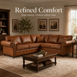 Gamzo Outlet Corner Sofa Full Back Leather Couch With Strong Wooden Frame And Padded Curved Arms - thumbnail 3