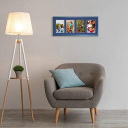 AK Frames 50X20Cm Navy Blue Sleek Multi Photo Frame With Blue Mount - Holds 4 Apertures (4X) 6X4 Photos - thumbnail 3