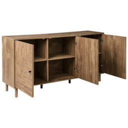 Wyld And Coco Brandnova Sideboard 3-Door Light Brown Mdf With Pine Legs, W150 X D40 X H75Cm - thumbnail 5