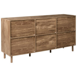 Wyld And Coco Brandnova Sideboard 3-Door Light Brown Mdf With Pine Legs, W150 X D40 X H75Cm - thumbnail 6