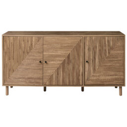 Wyld And Coco Brandnova Sideboard 3-Door Light Brown Mdf With Pine Legs, W150 X D40 X H75Cm - thumbnail 1