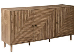 Wyld And Coco Brandnova Sideboard 3-Door Light Brown Mdf With Pine Legs, W150 X D40 X H75Cm - thumbnail 3