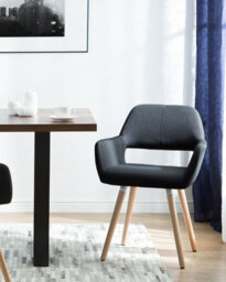 Beliani Set Of 2 Dining Chairs Chicago Fabric Black - thumbnail 2