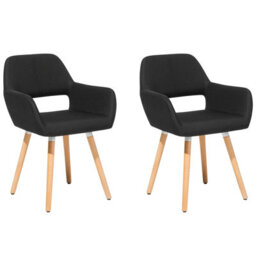Beliani Set Of 2 Dining Chairs Chicago Fabric Black - thumbnail 1