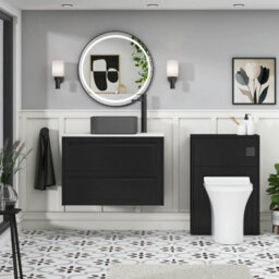 Royal Bathrooms Royal Bathroom Elmore 800mm Matt Nocturne Black Wall Mounted Countertop Bathroom Vanity Unit 2 Drawer With Art Square Basin - thumbnail 5
