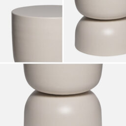 Sweeek - Side Table End Table Metal Bedside Table Diam.32 X H42Cm Madi Cream 32X32X42 Cm - thumbnail 2