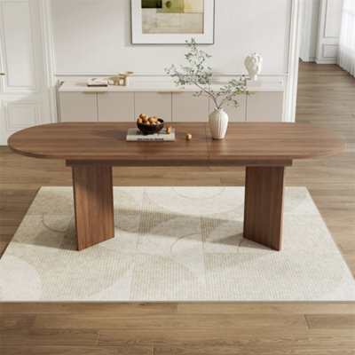 Abrihome Extendable Dining Table With Rounded Corners, Seats 6-8, Thickened Tabletop, 160/200X90Cm, Walnut - image 1