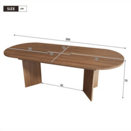 Abrihome Extendable Dining Table With Rounded Corners, Seats 6-8, Thickened Tabletop, 160/200X90Cm, Walnut - thumbnail 4