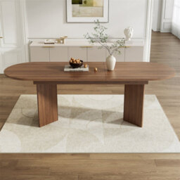 Abrihome Extendable Dining Table With Rounded Corners, Seats 6-8, Thickened Tabletop, 160/200X90Cm, Walnut