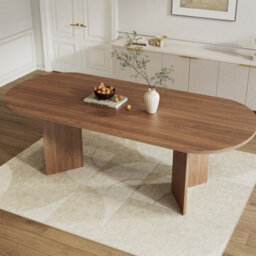 Abrihome Extendable Dining Table With Rounded Corners, Seats 6-8, Thickened Tabletop, 160/200X90Cm, Walnut - thumbnail 8