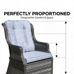 Shatchi Rattan Garden Dining Chairs Set Of 2 - Grey Outdoor Patio Chairs With Cushions, Weatherproof Wicker Furniture - thumbnail 8