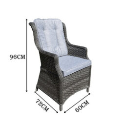 Shatchi Rattan Garden Dining Chairs Set Of 2 - Grey Outdoor Patio Chairs With Cushions, Weatherproof Wicker Furniture - thumbnail 3