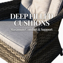 Shatchi Rattan Garden Dining Chairs Set Of 2 - Grey Outdoor Patio Chairs With Cushions, Weatherproof Wicker Furniture - thumbnail 5