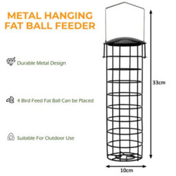 Crystals Set Of 3 Metal Bird Feeders Easy Fill Hanging Nut & Seed Feeders For Wild Birds Medium - thumbnail 4