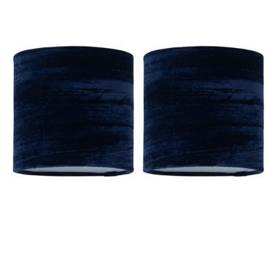 First Choice Lighting Set Of 2 Navy Blue Crushed Velvet 15.5Cm Table Lamp Shades - image 1