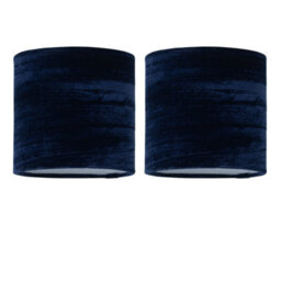 First Choice Lighting Set Of 2 Navy Blue Crushed Velvet 15.5Cm Table Lamp Shades