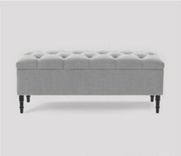 90Cm Swiss Chesterfield Ottoman Storage Bench- Plush Velvet Shoe Bench - Silver Upholstery Footstool With Storage