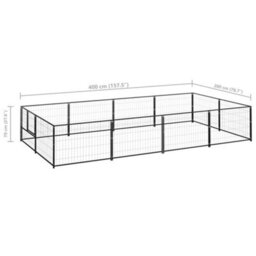 Berkfield Durable Dog Kennel Black 8 M2 Steel - thumbnail 6