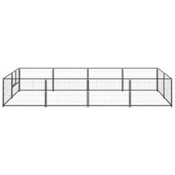 Berkfield Durable Dog Kennel Black 8 M2 Steel - thumbnail 1