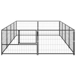 Berkfield Durable Dog Kennel Black 8 M2 Steel - thumbnail 3