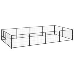 Berkfield Durable Dog Kennel Black 8 M2 Steel - thumbnail 2