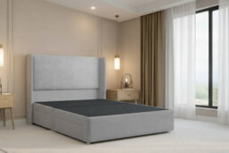 "Nexus Portofino Plush Divan, Silver, 54"" Winged Hb, No Drawers, Open Coil Mattress, King" - thumbnail 3