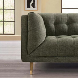 Xample Isla Green Fabric Armchair Hand-Tufted Upholstery With Pocket Spring Seat, Hardwood Legs & Brass Tips - thumbnail 3