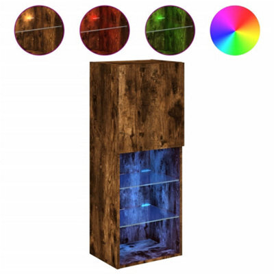 Berkfield Durable Tv Cabinet With Led Lights Smoked Oak 40.5X30X102 Cm - image 1