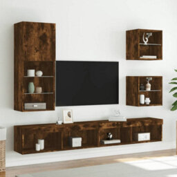 Berkfield Durable Tv Cabinet With Led Lights Smoked Oak 40.5X30X102 Cm - thumbnail 3