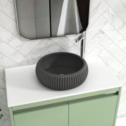 Royal Bathrooms Orion 800mm Mint Sage Floor Standing Plain White Countertop Vanity Unit 2 Door With Milan Black Basin & Chrome Accent Trim - thumbnail 5