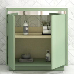 Royal Bathrooms Orion 800mm Mint Sage Floor Standing Plain White Countertop Vanity Unit 2 Door With Milan Black Basin & Chrome Accent Trim - thumbnail 4
