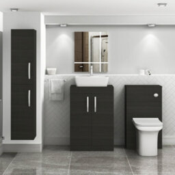 Royal Bathrooms 600mm Floor Standing Vanity Unit 2 Door Hale Black & Countertop Basin - Cube - thumbnail 2