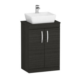Royal Bathrooms 600mm Floor Standing Vanity Unit 2 Door Hale Black & Countertop Basin - Cube - thumbnail 4