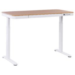 Beliani Electric Adjustable Standing Desk Kenly 120 Cm 60 Cm With Usb Port Brown/ White