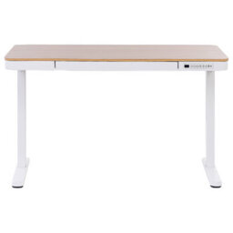 Beliani Electric Adjustable Standing Desk Kenly Brown/ White 120 Cm 60 Cm With Usb Port - thumbnail 4