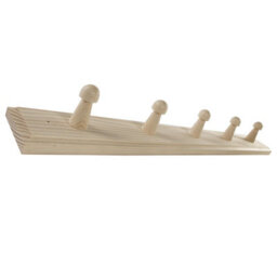 Woodeedoo Set Of 3 Wooden Coat Hooks 5 Pegs Each Mounted On Door Or Wall Natural Pine Unpainted Storage 46 X 6 X 5.5 Cm Per Unit - thumbnail 5