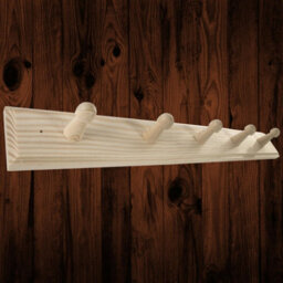 Woodeedoo Set Of 3 Wooden Coat Hooks 5 Pegs Each Mounted On Door Or Wall Natural Pine Unpainted Storage 46 X 6 X 5.5 Cm Per Unit - thumbnail 2