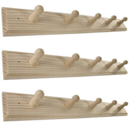 Woodeedoo Set Of 3 Wooden Coat Hooks 5 Pegs Each Mounted On Door Or Wall Natural Pine Unpainted Storage 46 X 6 X 5.5 Cm Per Unit - thumbnail 9